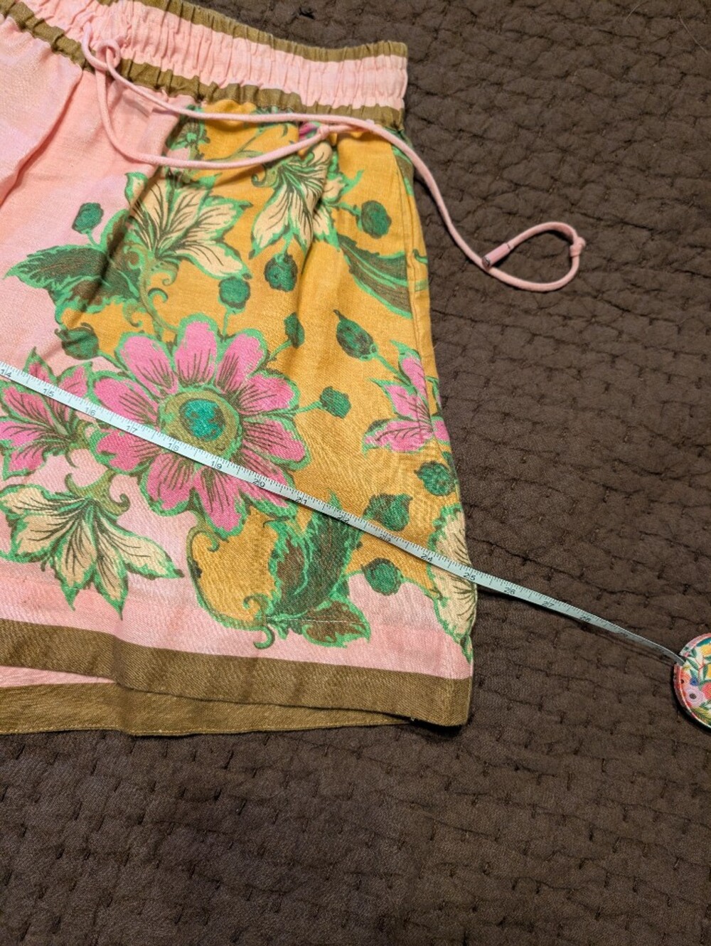 ALEMAIS Winnie Pink & Yellow & Brown Floral Linen Shirt and Short Set - Picture 13 of 16